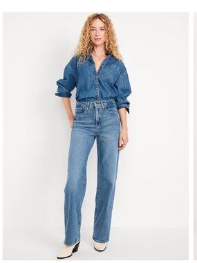 Old Navy Extra High-Waisted Wide-Leg Secret Smooth Pocket Jeans